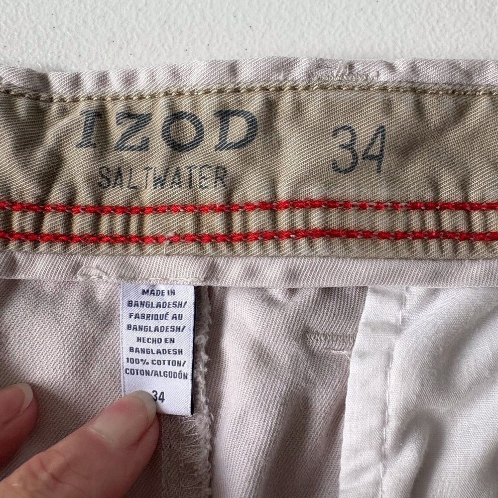 IZOD Saltwater Light Khaki Size 34 Chino Short Preppy Beach Vacation Cruise - Picture 3 of 9